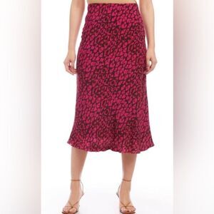 Fifteen Twenty Bias Cut Midi Skirt Wild Leopard Sz L